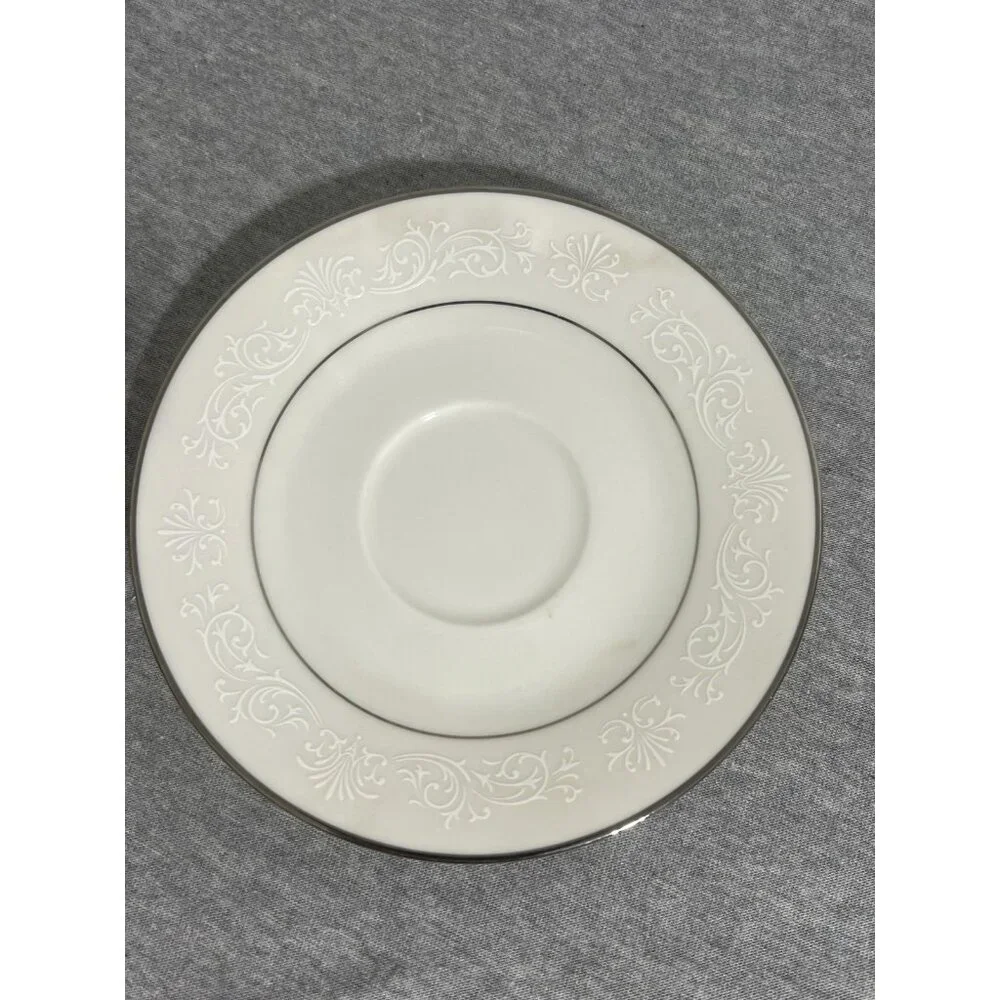 Vintage‎ Noritake Ivory China Marseille 7550 Saucers Set of 4 Floral Trim Silver